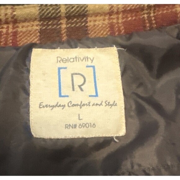 Women’s Relativity BROWN Plaid Lined Full Zip Wool Blend Jacket Pockets Sz Large - Picture 6 of 10